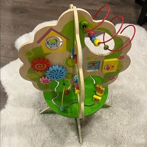 Colorful Wooden Activity Tree with Beads and Gears